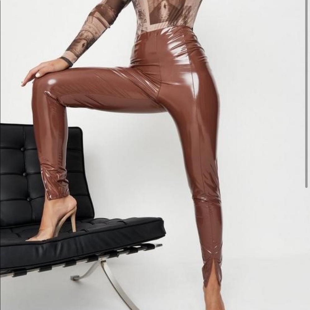 Chocolate Brown Vinyl Cigarette Pants